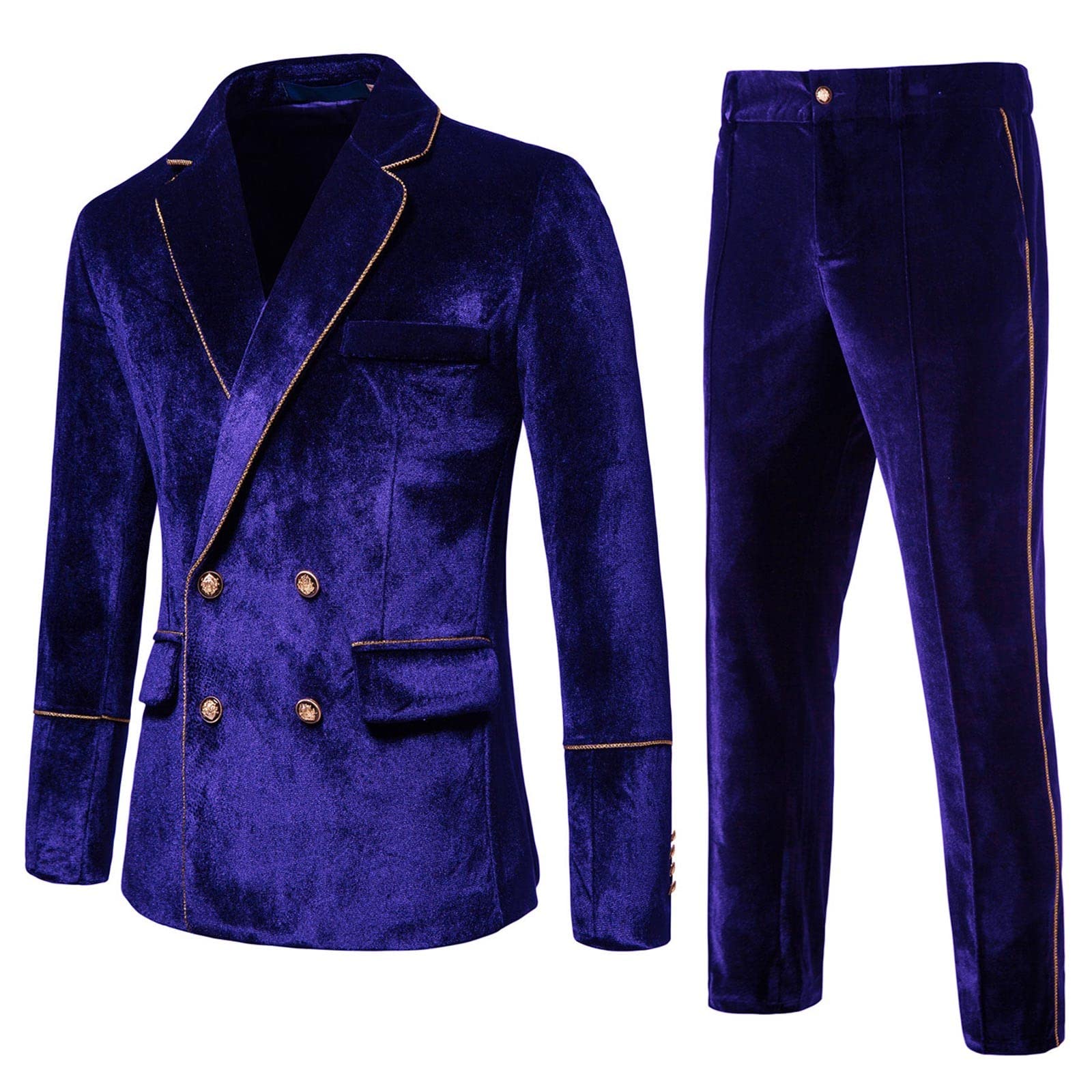 Generisch Tuta da uomo in velluto, elegante e casual, set da due pezzi, blazer smoking, slim fit, giacca e pantaloni da uomo, per cena, matrimonio