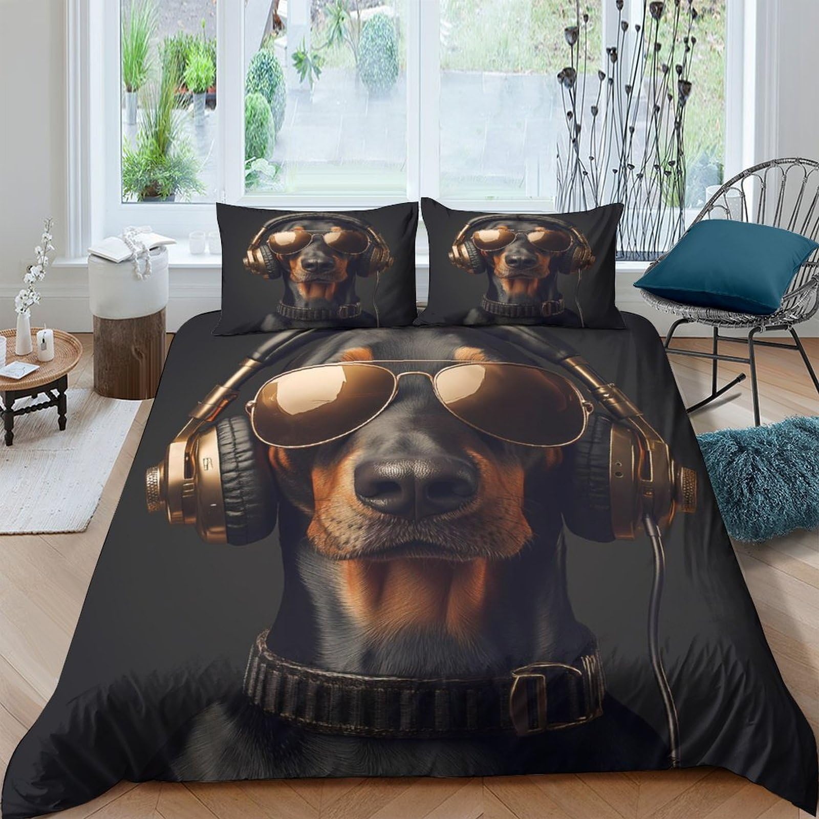Housses de couette chien 3D respirante et douce pour lit king size