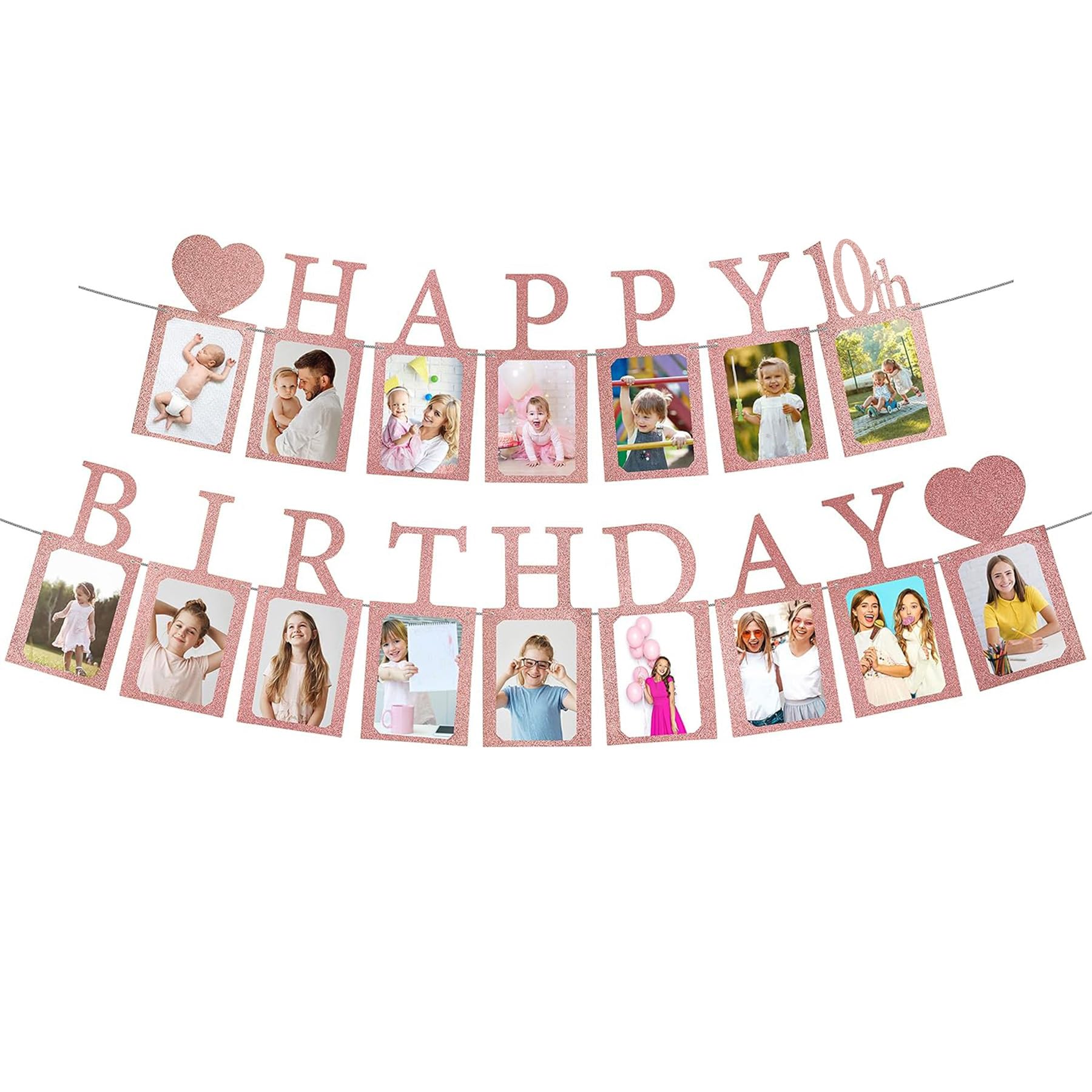 Umimiss DIY Rose Gold Sweet 10 Birthday Party Photo Card Frames - Pink Happy 10th Birthday Banner, Sweet Tenth Banner, 10th Birthdays Decorations,Bedroom Decorations Rose Gold,BirthdayS Party Decor