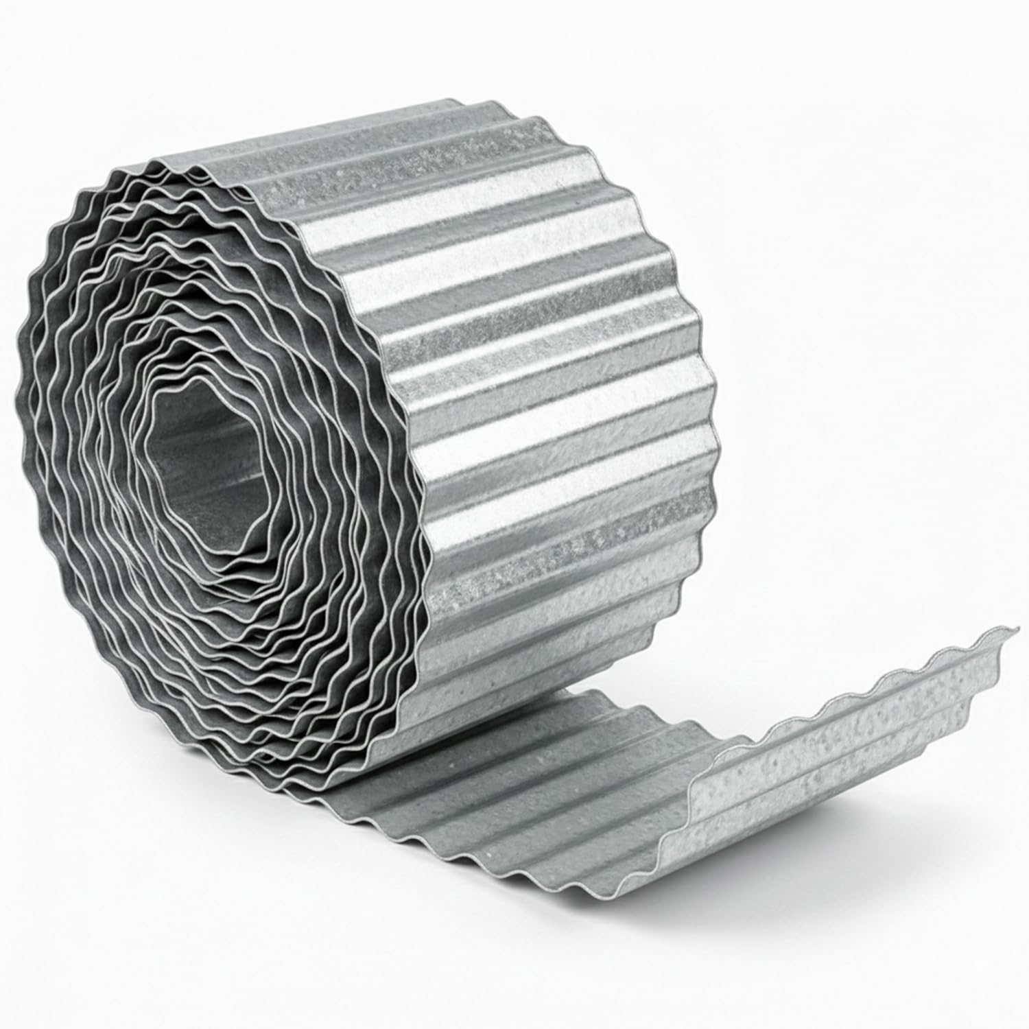 Flatro Garden Border Edging | 16.5cm (6.5 inch) height x 5M (16ft) Galvanised Metal Lawn Edging | Easy to Install Steel Garden Edging for Flower Beds, Gravel Paths & Landscaping