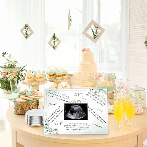 Miniatura 8 de Vlipoeasn Libro de invitados alternativo para baby shower, bonito tablero de firma para baby shower con soporte, decoración de fiesta de baby