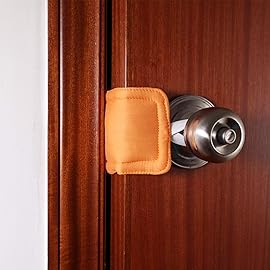 Door Silencer Jammer Closer Cushion Latch Cover 3 Pack for Noise Reducing Quiet Doors Baby Toddler Safety 3.25 x 5.5 Inch (New Orange)