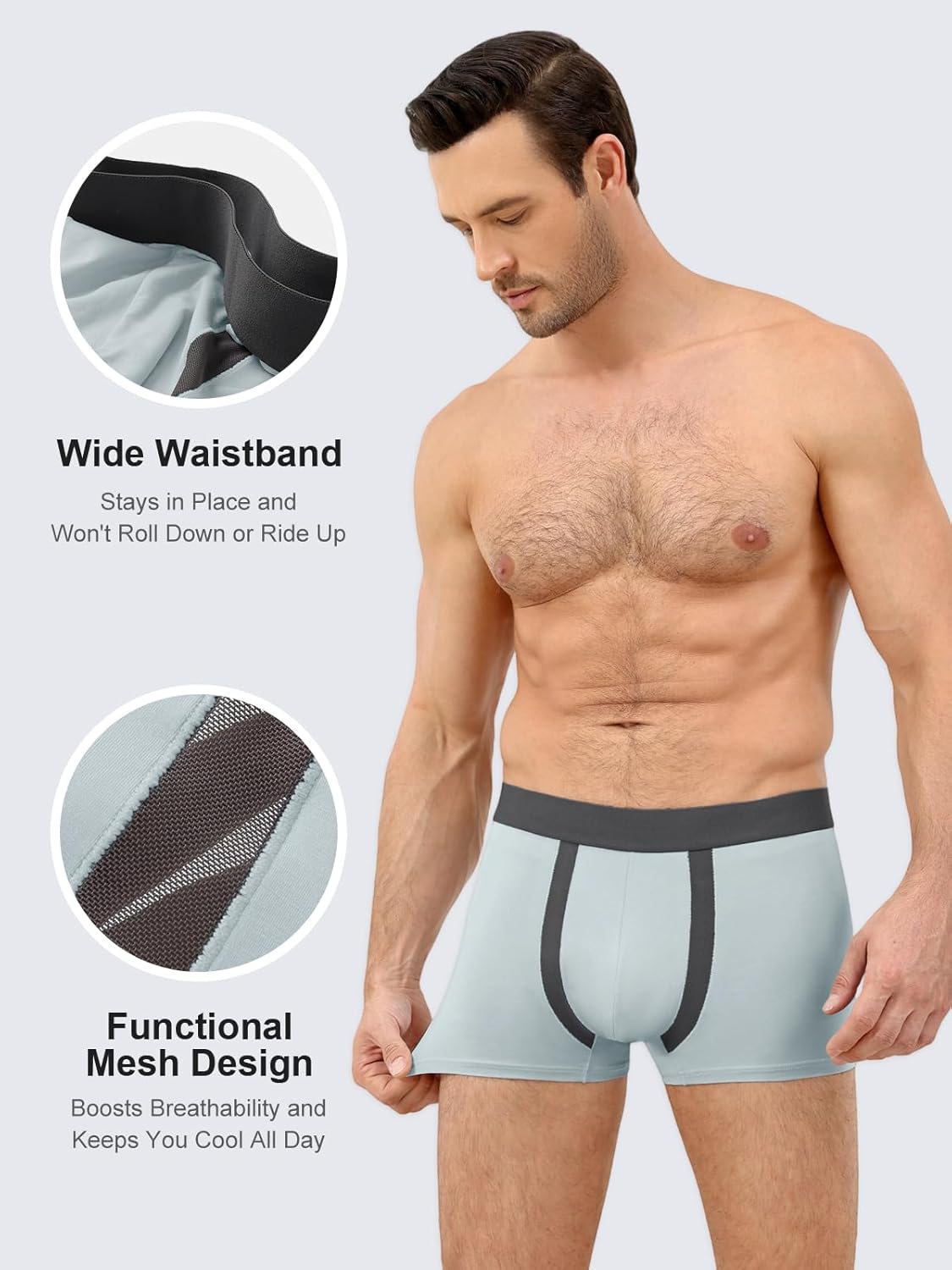 Auxo Mens Underwear Boxer Briefs With Pouch Modal Mesh Breathable Underwear No Riding Up Moisture Wicking 4 Pack - Image 8