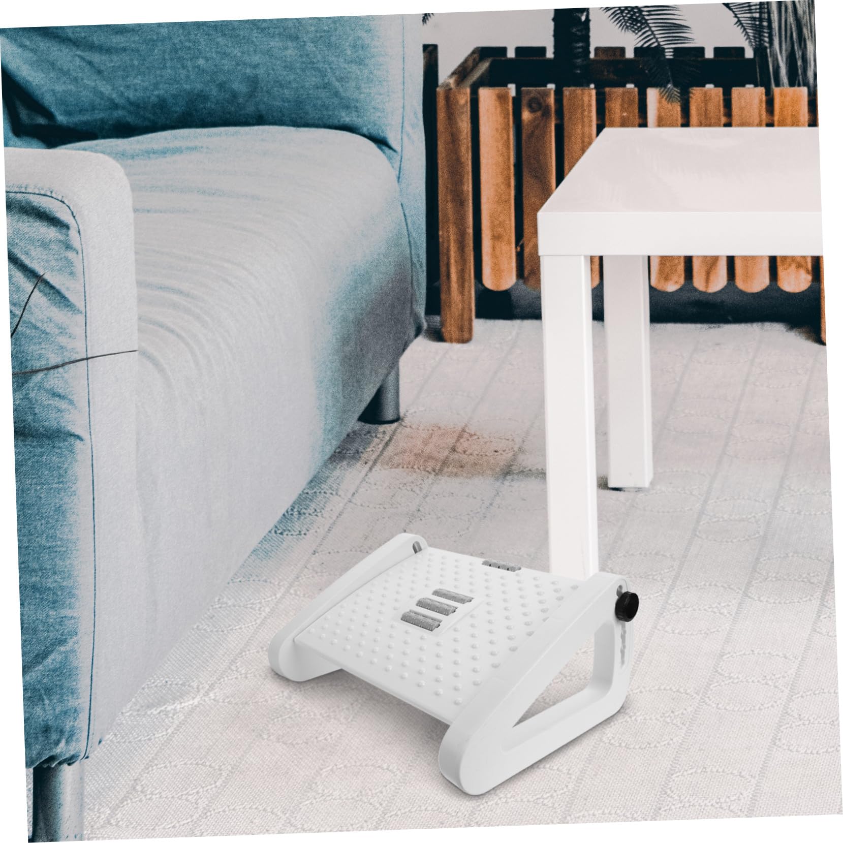 GALPADA Reposapiés Soporte Fuerte y Ergonómico para Oficina y Hogar de Plástico Blanco Rodillo de Masaje Ajustable para Personas Mayores y Adolescentes
