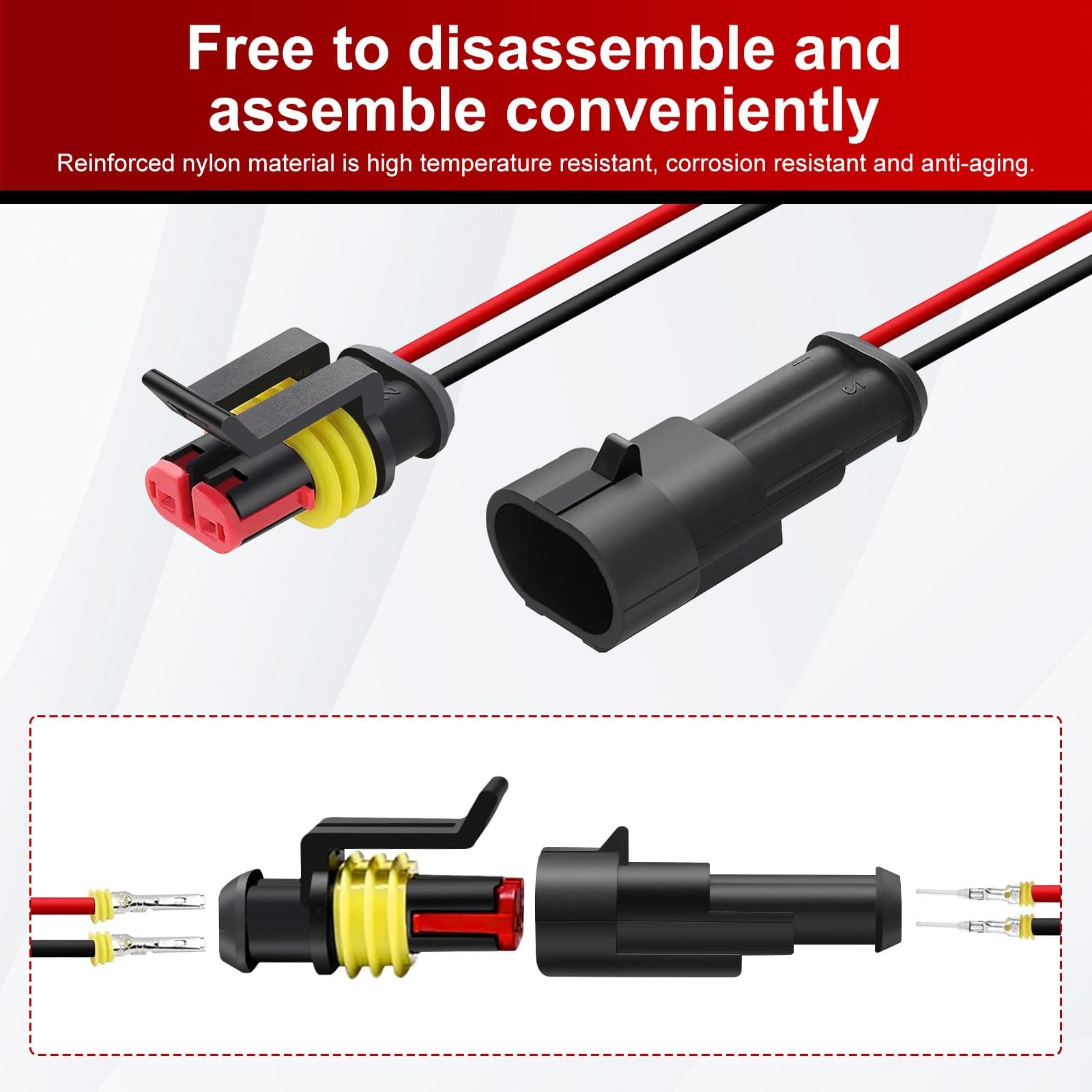 Set di 808 connettori da auto con pinza crimpatrice, spina impermeabile 1-6 poli, connettore Superseal per accessori trattore, auto, camion, barche (diametro del cavo applicabile: 1,5 mm², 300 V, 12 A