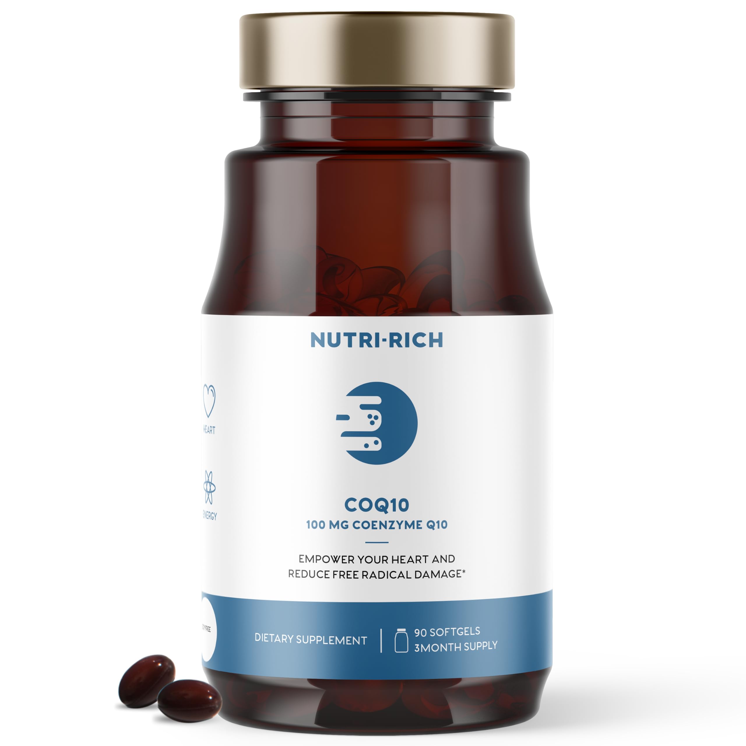 CoQ10 100mg Softgels with MCT Oil – Naturally Fermented Ubiquinone for Heart Health, Energy & Statin Support – High Absorption Coenzyme Q10 Supplement – Non-GMO, Gluten Free – 90 Softgels