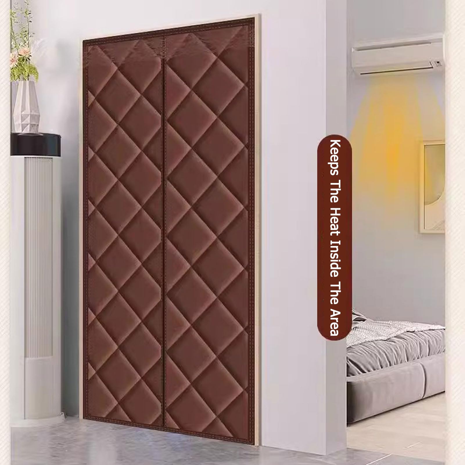 Tenda magnetica isolante termica, autoadesiva, oscurante, invernale, per soggiorno e camera da letto, ispessita, 90 x 220 cm, copertura magnetica per ingresso