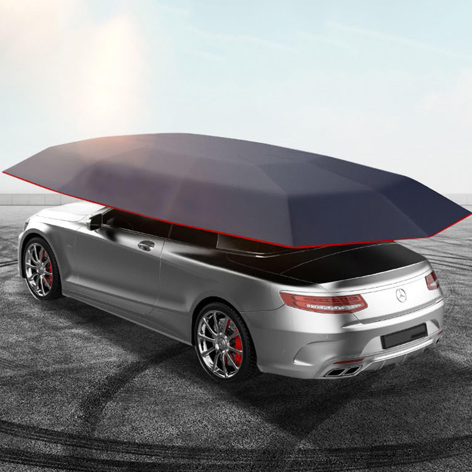 Tenda da Tetto, Tenda Ombrello per Auto Completamente Automatica, Riparo Mobile per Auto, Copertura Protettiva Anti-UV Piegata Portatile, Impermeabile, Vento, Neve, Grandine,Navyblue-450x230cm