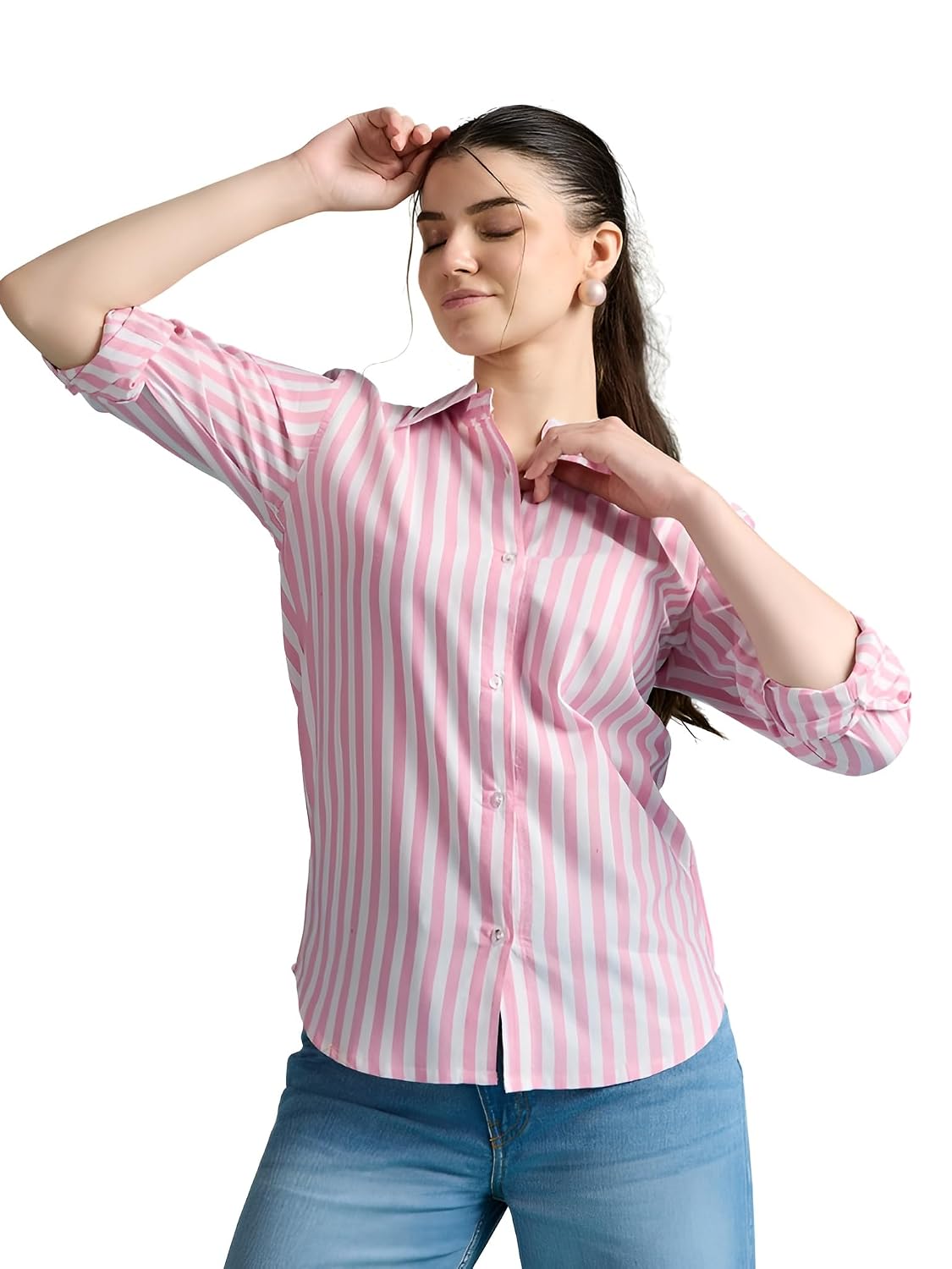 MODIVAA Women's Cotton Striped Shirt | Casual Button Down Shirts for Women | Full Sleeve Stylish Office Wear Top | Regular... - Review, Price and Buying Guide