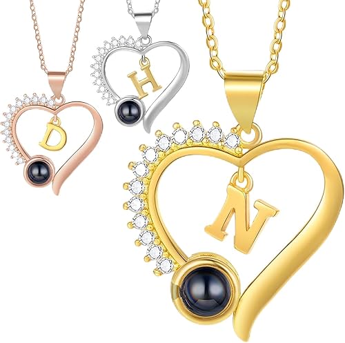 Collar personalizado con inicial para mujer, collar personalizado con foto con imagen en el interior, collar de proyección para mamá, esposa, novia,