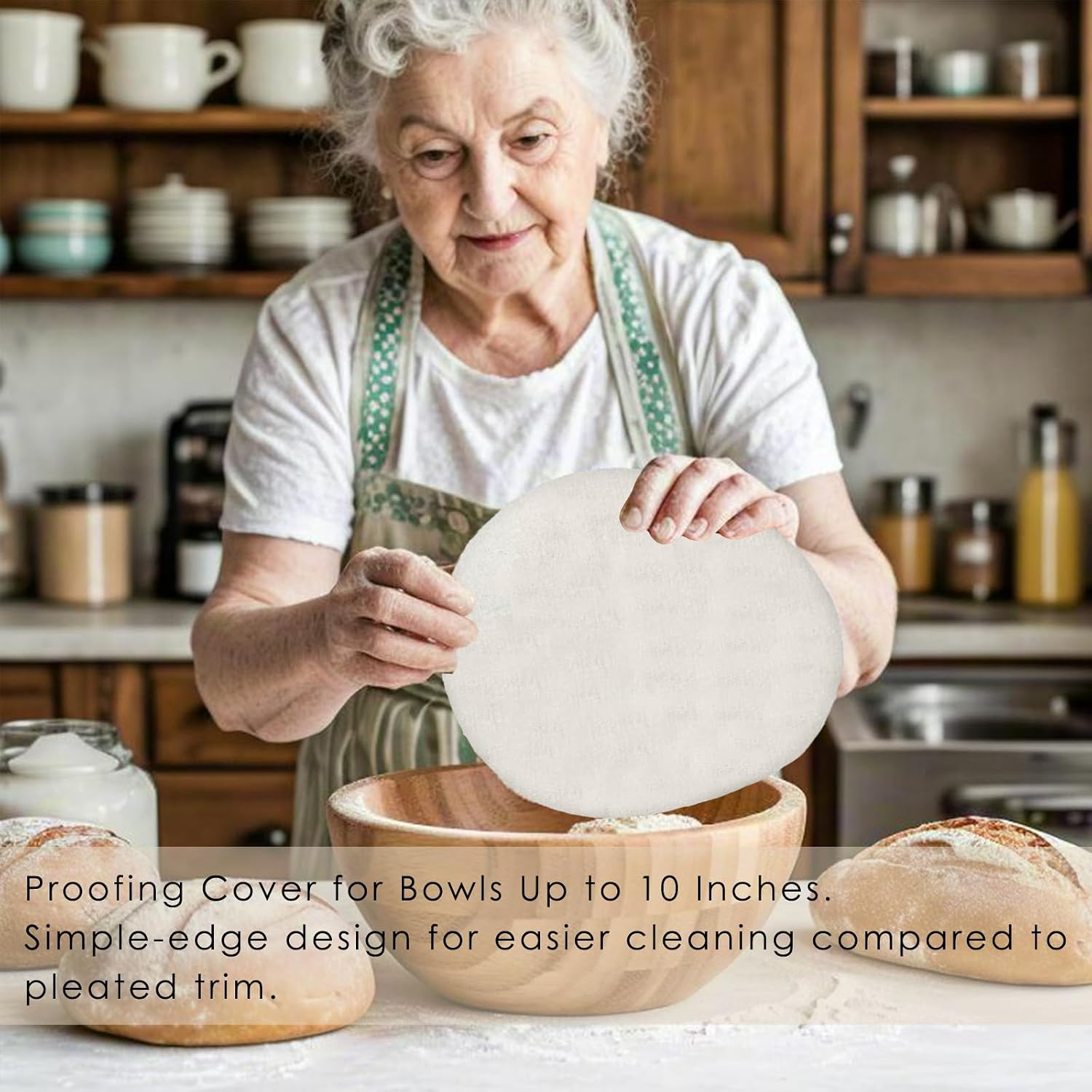‌2 Pack Reusable Linen Bread Bags for Homemade Sourdough - Eco-Friendly Storage with Proofing Bowl Cover | Baking Accessories & Sustainable Kitchen Essentials, Cream white