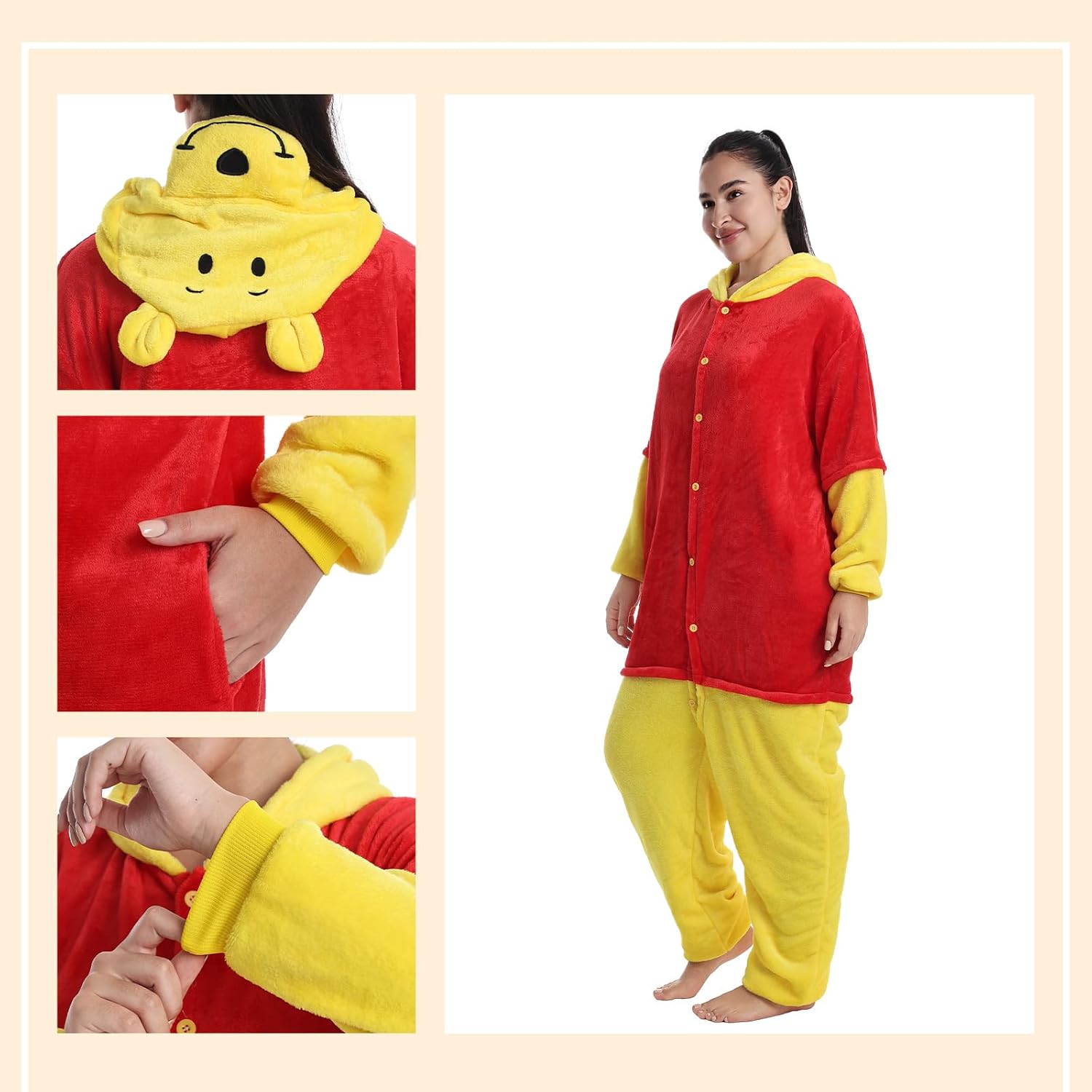 Adult Onesie Pajamas Flannel One Piece Cosplay Costume for Halloween Animal Unisex Sleepwear Homewear