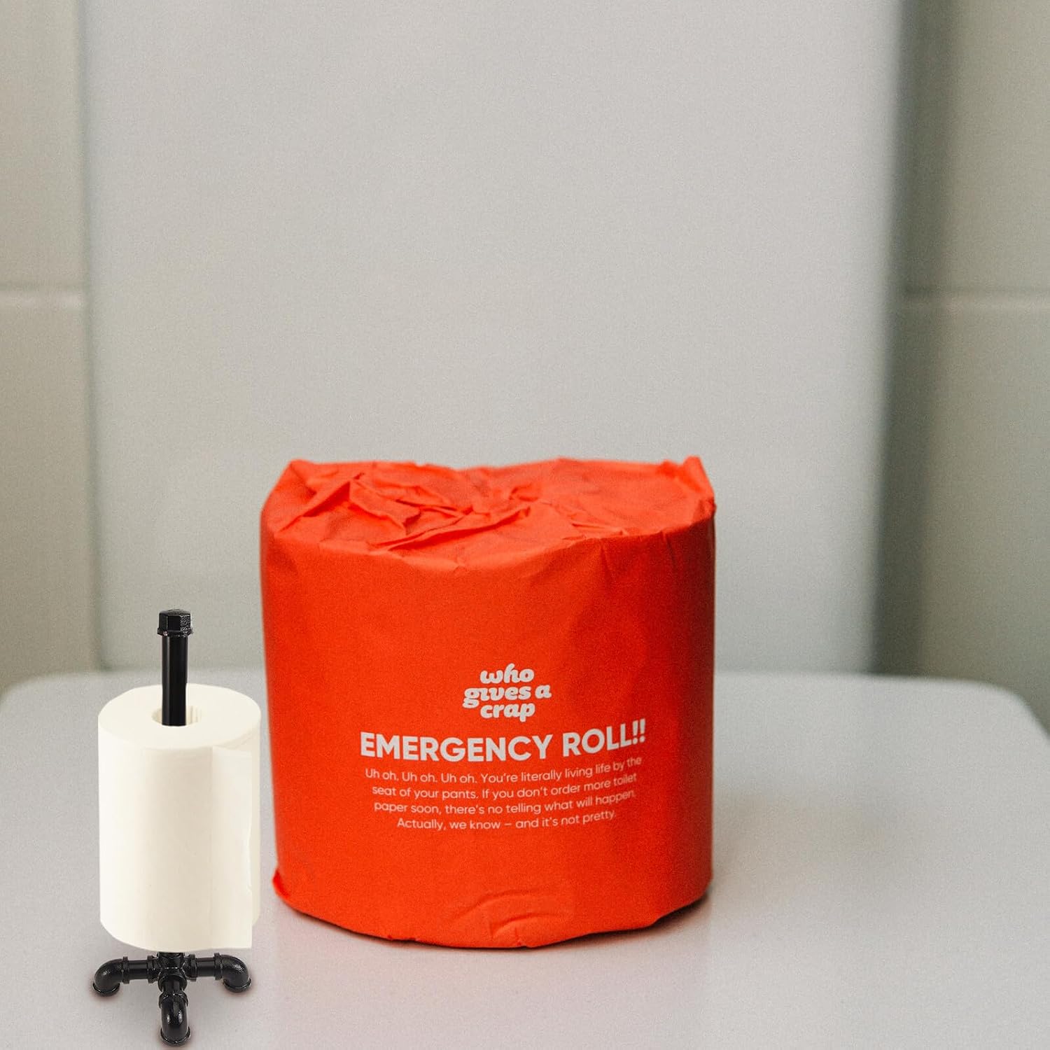 Industrial Metal Roll Paper Organizer Vertical Napkin Holder Tissue Rack for Home Bathroom Kitchen Countertop