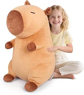 Giant Capybara Plush 30", Jumbo Soft Capybara Stuffed Animal, Giant Plush Toys Hugging Pillow for Stress Relief & Sleep Aid, Huge Cuddly Capibara Plushie Gift for Kids Adults