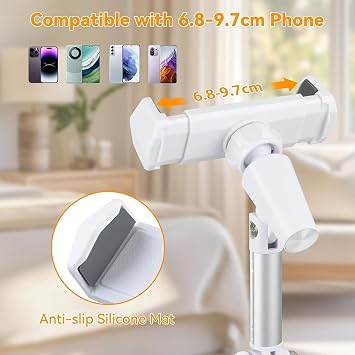 Adjustable Height Phone Stand for Desk, Angle Adjustable Desktop Phone Holder with 360Rotation Ball-Head,Weighted Base and Aluminum Alloy Support Rod for Phone 4-7