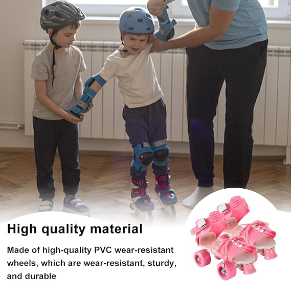 4 Wheel Roller Shoes - Adjustable Roller Skates, Adjustable Double Quad Skates | Easy on and off design perfect for outdoor fun, perfect for beginners, kids and teenagers, no need to take off your | 心者、子供、ティーンエイジャーにぴったり、靴を脱ぐ必要なし