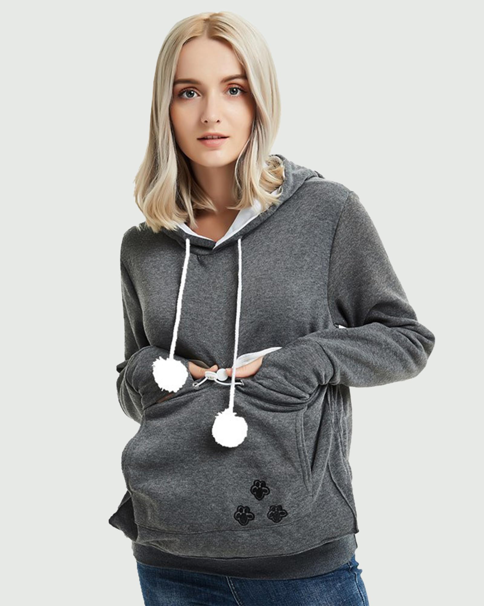 Felpa con Cappuccio da Donna, Felpa Porta Gatto Moda Donna Tasca Gatto Morbide Sweatshirt con Cappuccio Pullover a Maniche Lunghe Casual Autunno Inverno Hoodies