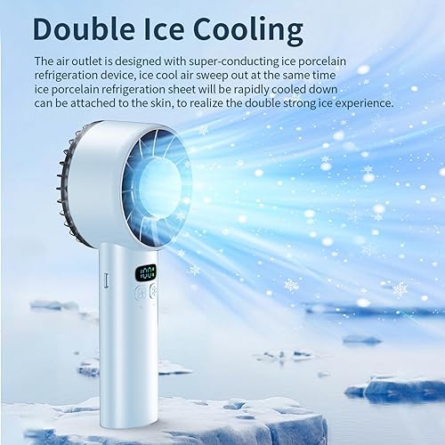 Miniatura 7 de Mini ventilador turbo de mano portátil, recargable por USB con 12-16 horas de trabajo y banco de energía integrado, ideal para exteriores, viajes,