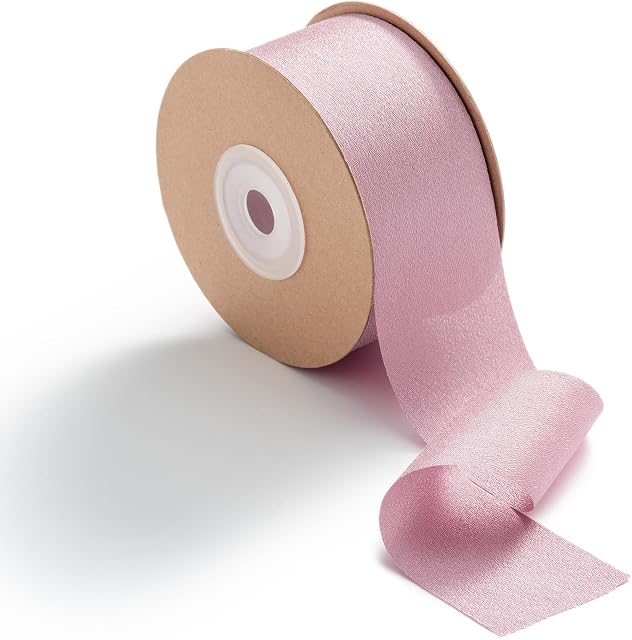 MORSUNBELA Wstążka w kolorze brudnego różu, 3,8 cm x 23 m, taśma prezentowa, szeroka, wstążki ślubne, do majsterkowania, jedwabna wstążka, tkanina różowa kokarda, wstążka szyfonowa