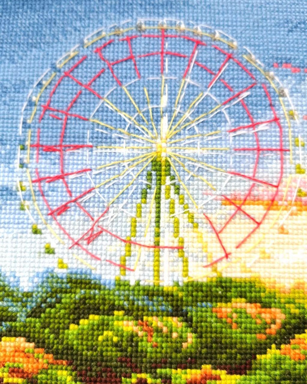 RIOLIS - Hitachi Seaside Park 2130, Cross Stitch Kits 11¾" x 15¾", Cross Stitch Kits for Beginners & Advanced, Crossstitching Kit Adult, Embroidery Counted Stitching Kit