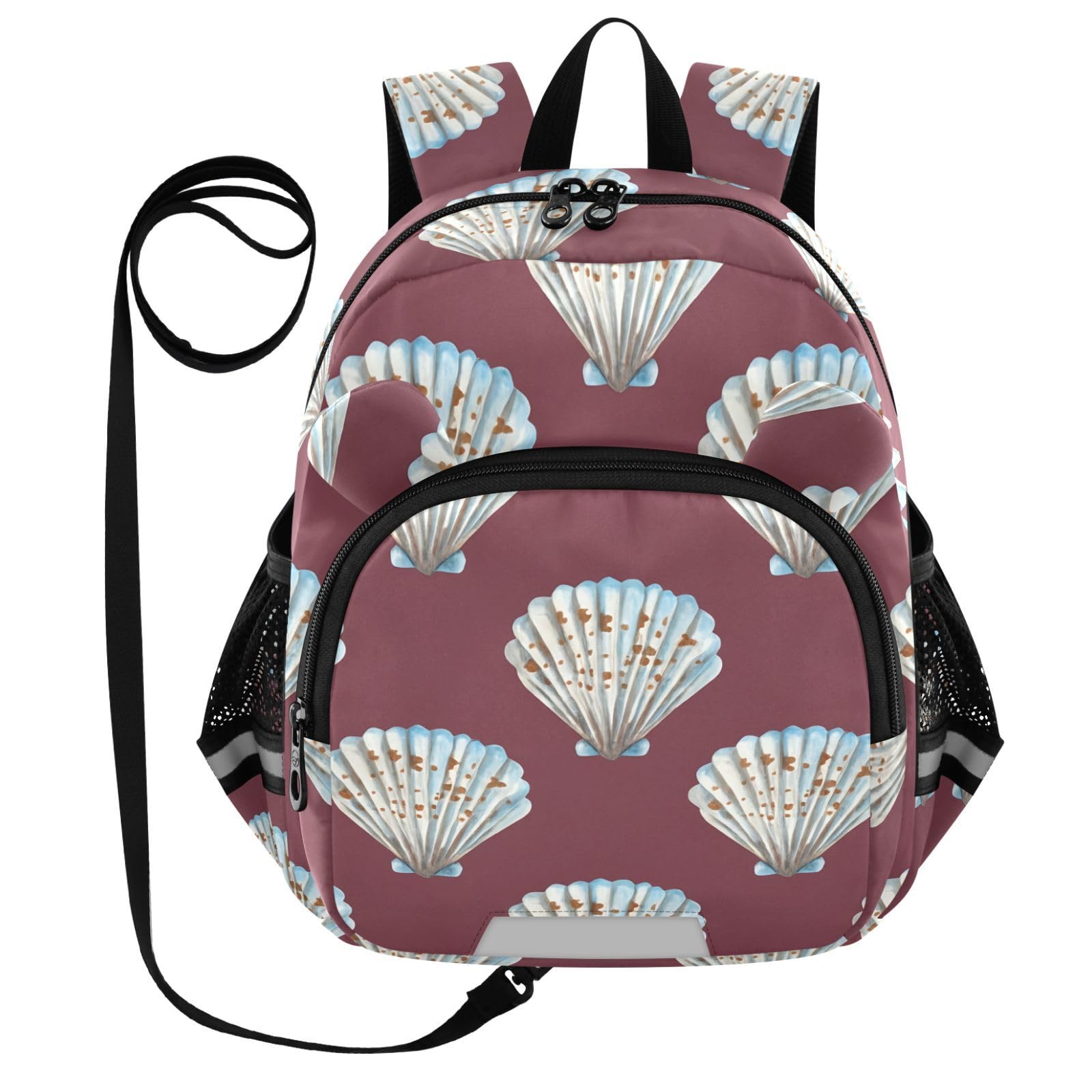 Watercolor Scallop Shell Toddler Harness Backpack for Boys Girls 3-6 Years Kids Backpack with Anti Lost Safety Leash Baby Travel Bag for Travel Preschool Walking