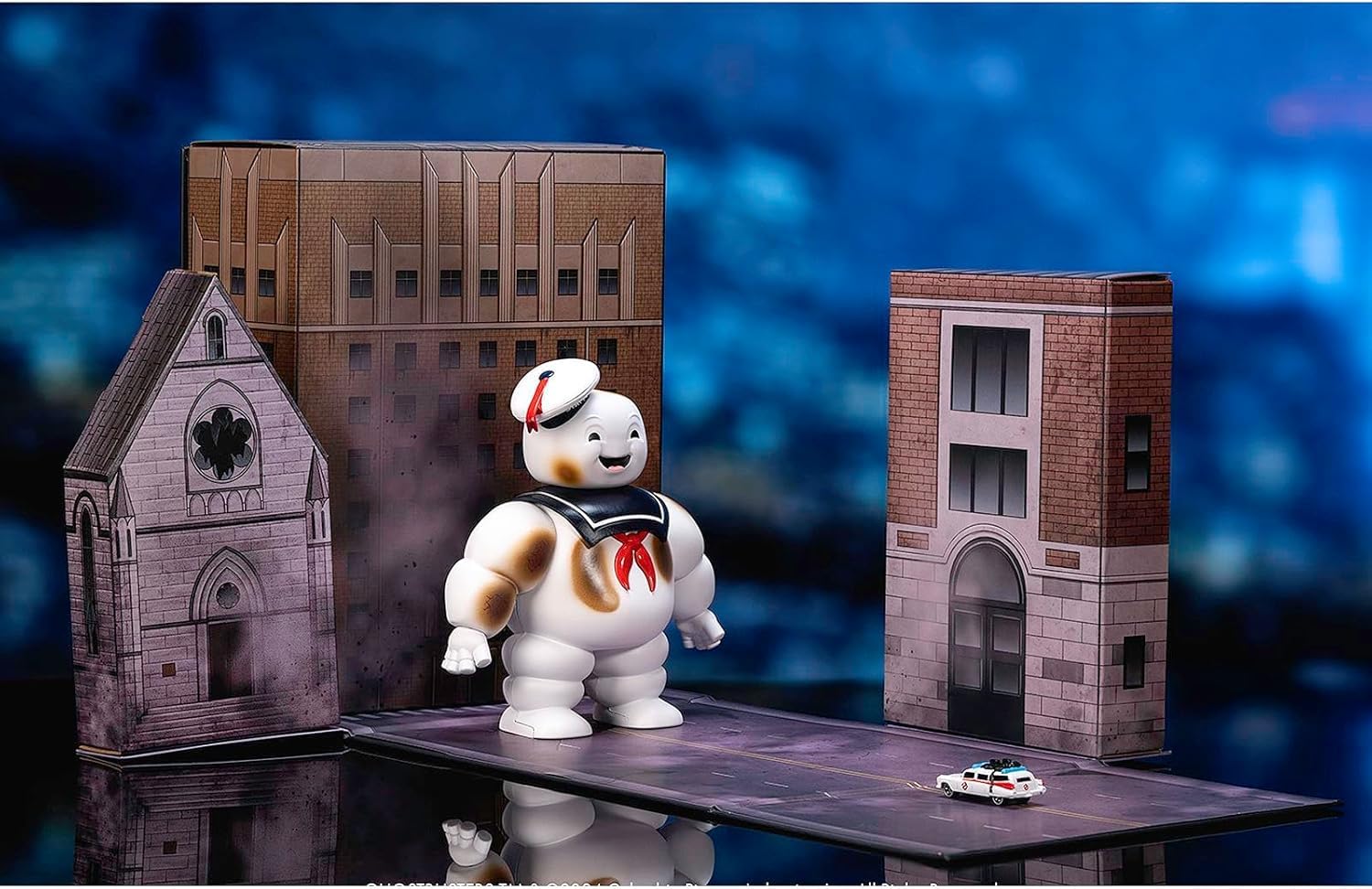 Diecast Model Car Compatible with Jada Nano Scene Ghostbusters Stay Puft Marshmallow Man Playset, 6 inch Figure with Nano Ecto-1 Highly Detailed Movie Replica Playset, 31441