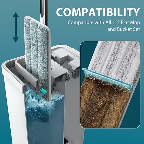 Miniatura 2 de Yicotira Almohadillas de repuesto para trapeador compatibles con JOYMOOP - Juego de mopa plana o cubo de trapeador  Almohadillas de microfibra