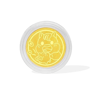 ZHOU LIU FU 999 24K Solid Gold Gift Real Gold Coin Charm Pendant Cute Horse Pattern Fine Jewelry for Women Men Son Daughter