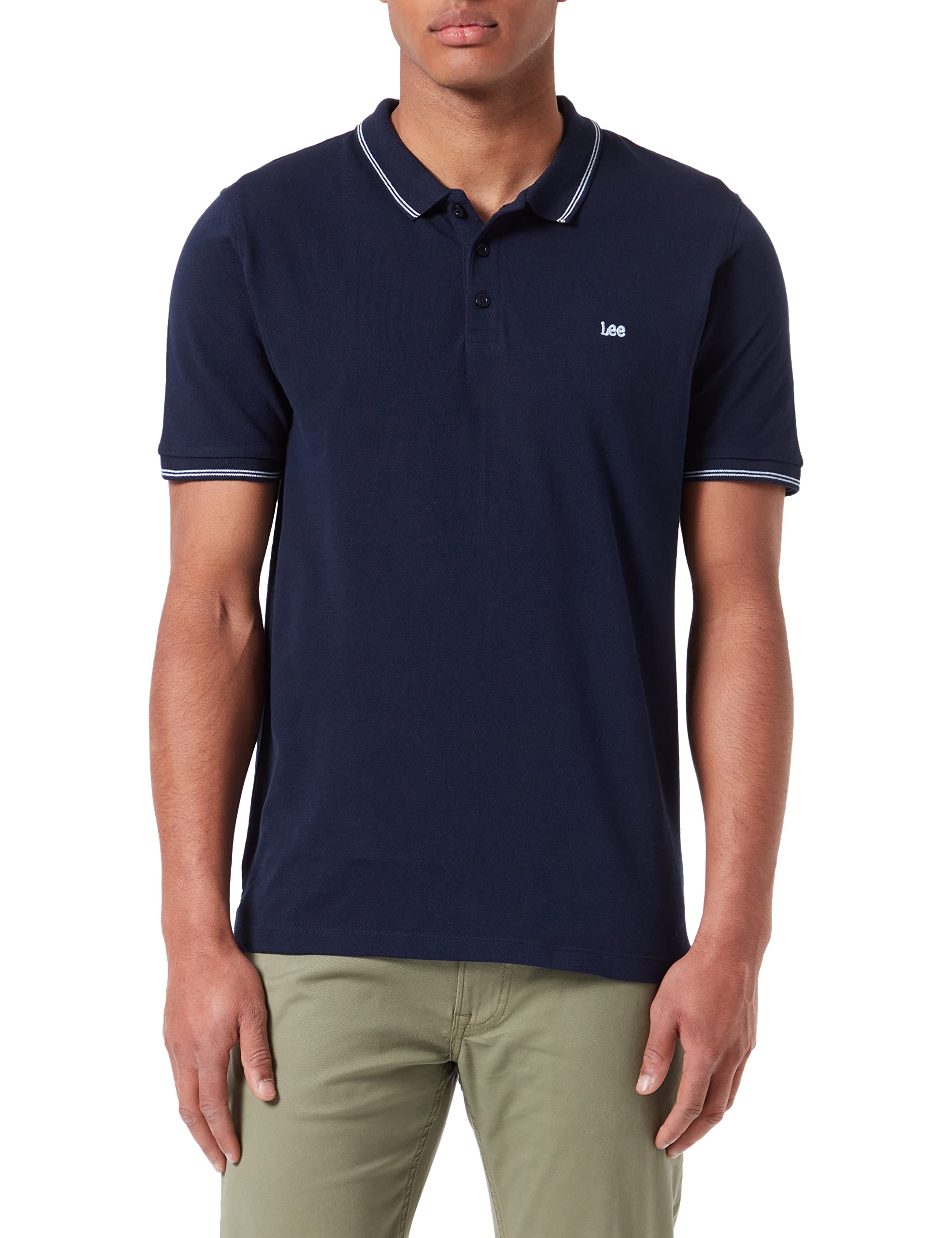 Lee Herren Kurzärmeliges Polo-t-Shirt aus Weicher Gewaschener Baumwolle Polohemd