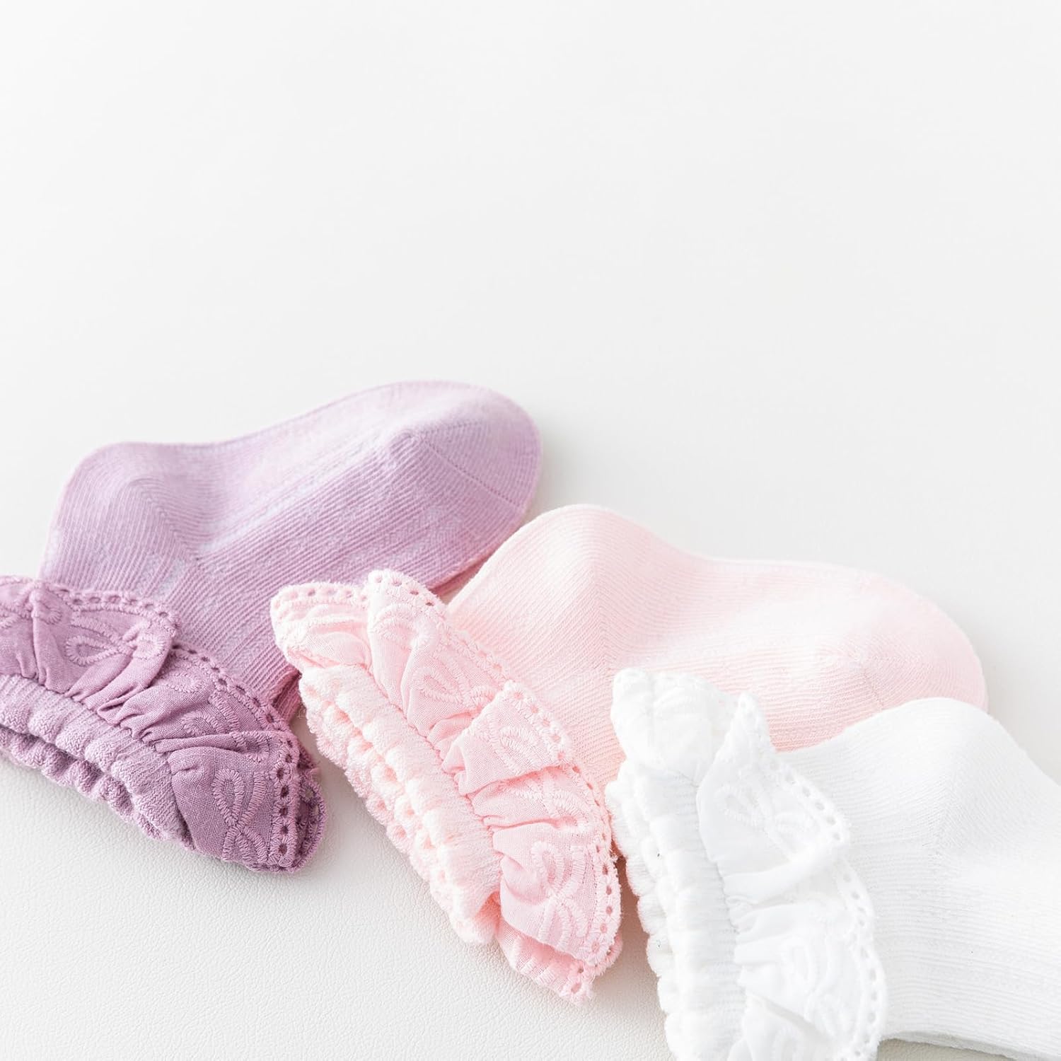 Zumou Toddler Lace Socks Girls Ruffle Eyelet Frilly Princess for Baby Little Kids - Image 6