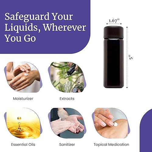 Miniatura 5 de Infinity Jars Botella de vidrio ultravioleta negro con tapa de rosca de vertido lento de 3.4 onzas líquidas (3.4 fl oz), hermético, con acabado de