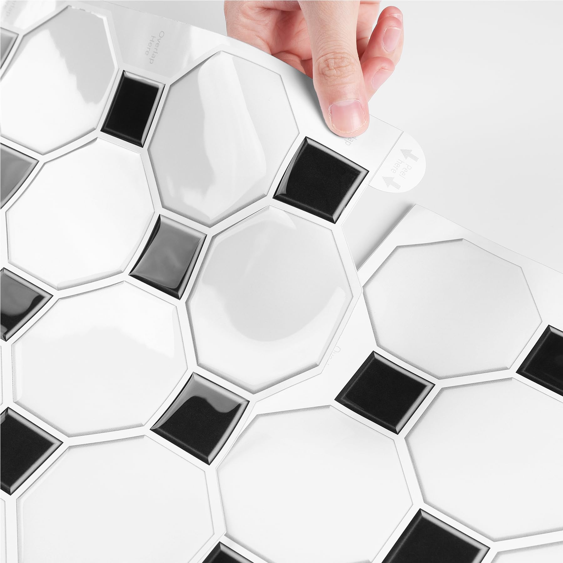 Livelynine Azulejos Adhesivos Baño 3D Blanco 30x30 Baldosas Adhesivas Pared Cocina Blancas 32-Loseta Vinilo Pared Cocine Azulejo Hexagonale Azulejos Adhesivos Cocina Blanco Negro Revestimiento Paredes