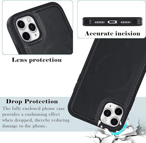 Miniatura 6 de Havaya Magsafe - Funda magnética para iPhone 11 Pro Max, funda de piel compatible con carga inalámbrica magsafe, color negro