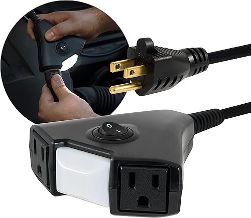 Miniatura 2 de UltraPro Cable de extensión para linterna, 25 pies, cable de extensión para exteriores de 2 salidas, cable de extensión resistente de 3 puntas,