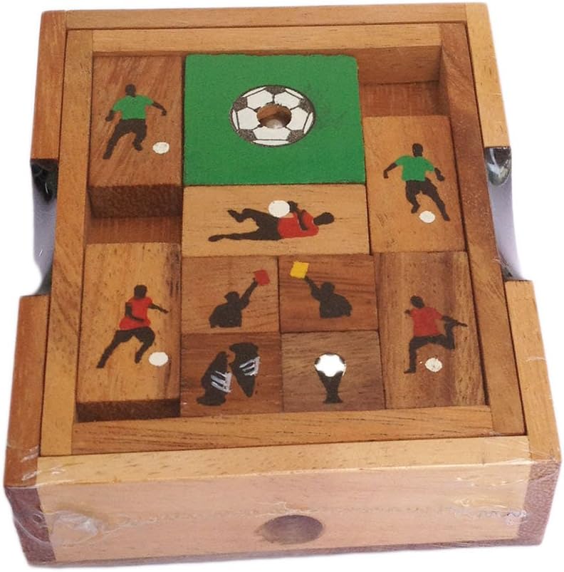 CMStar Portable Wooden Klotski Sliding Block Soccer Puzzle Game