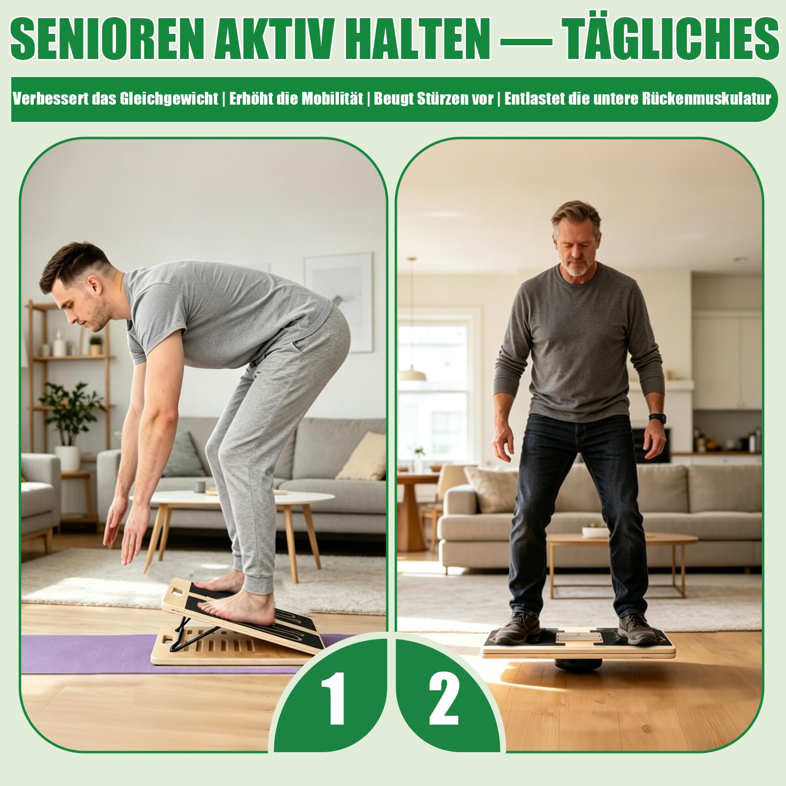 2 in 1 Wadendehner Balance Board mit 12 Winkeln 18°-53° Verbreitet