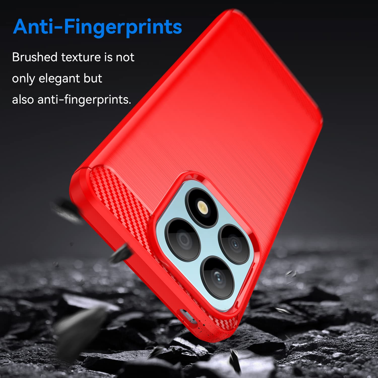 SEAHAI Cover per Honor X8a, Custodia Protettiva Ultra Sottile ed Elegante in Silicone TPU, Vetro a Colori Sfumato AntiGraffio Antiurto Case, Rosso Elegante