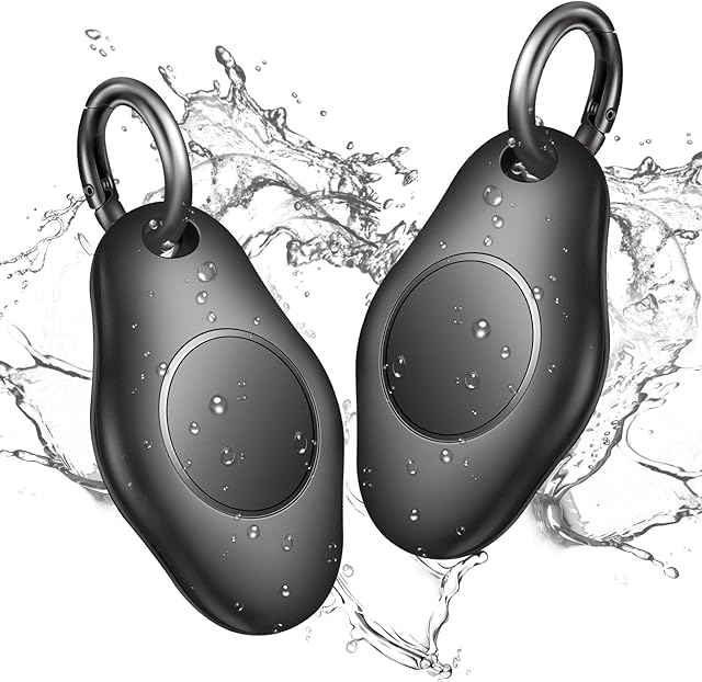 Waterproof Airtag Holder Keychain Case,HonShoop Screw Full Cover Protective Air Tag Compatible for Apple AirTag Key Ring (Black 2 Pack)