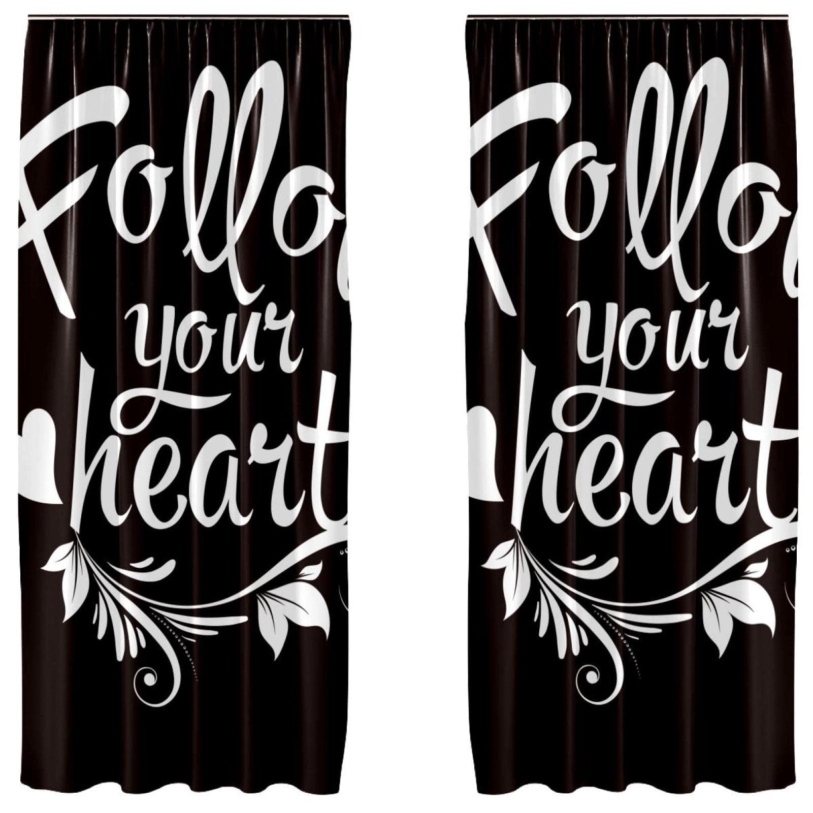 Cortinas opacas de microfibra de 55 x 84 pulgadas Follow Your Heart para ventanas de dormitorios