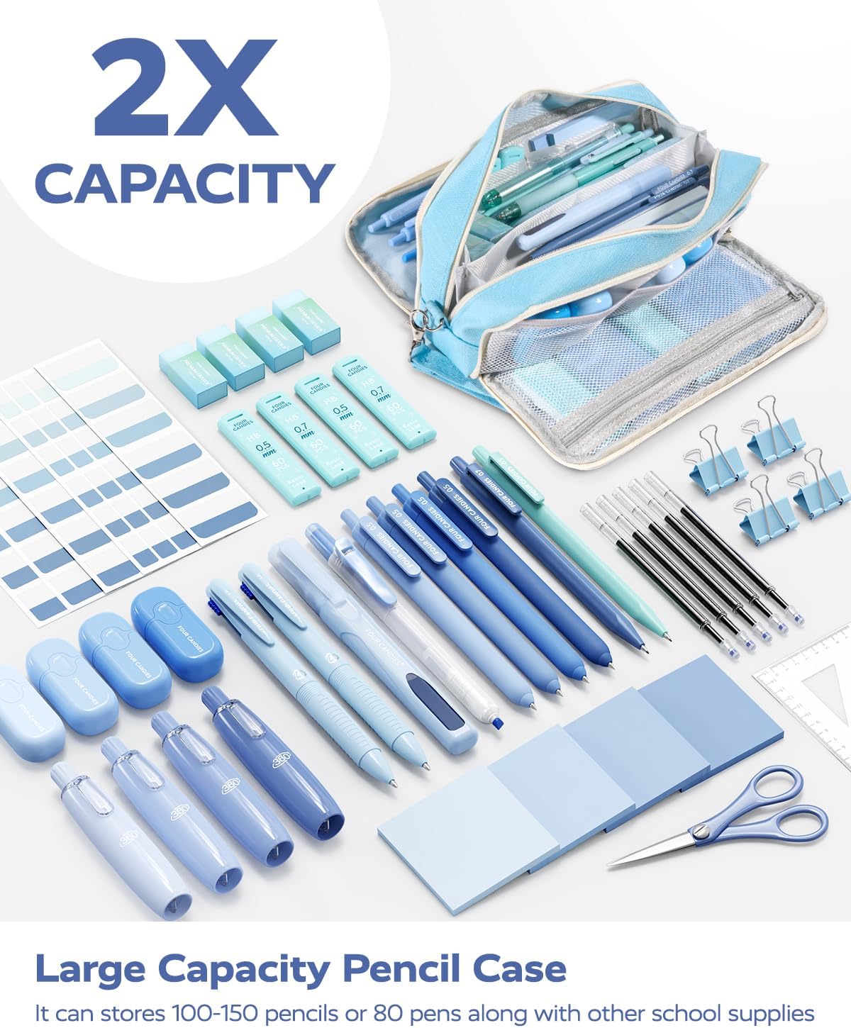Blue School Supplies, l Pens with Bla Ink, Correct