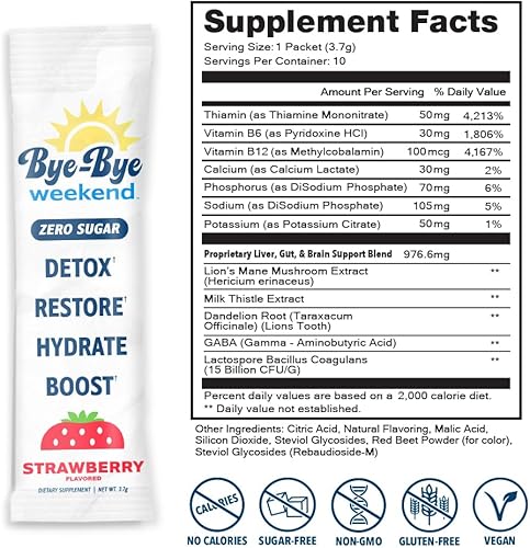 Miniatura 5 de Mezcla de bebida de recuperación e hidratación, paquete de 4 electrolitos, probióticos, vitaminas para el hígado y el intestino, adiós a la fatiga,