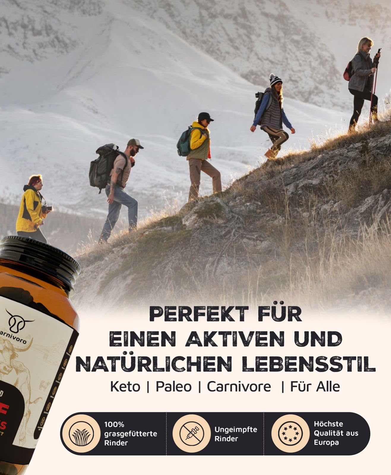 Carnivoro Grass Fed Beef Testicles mit Austernfleischextract - 240 Kapseln - 30 Tage Packung - Keto - Paleo