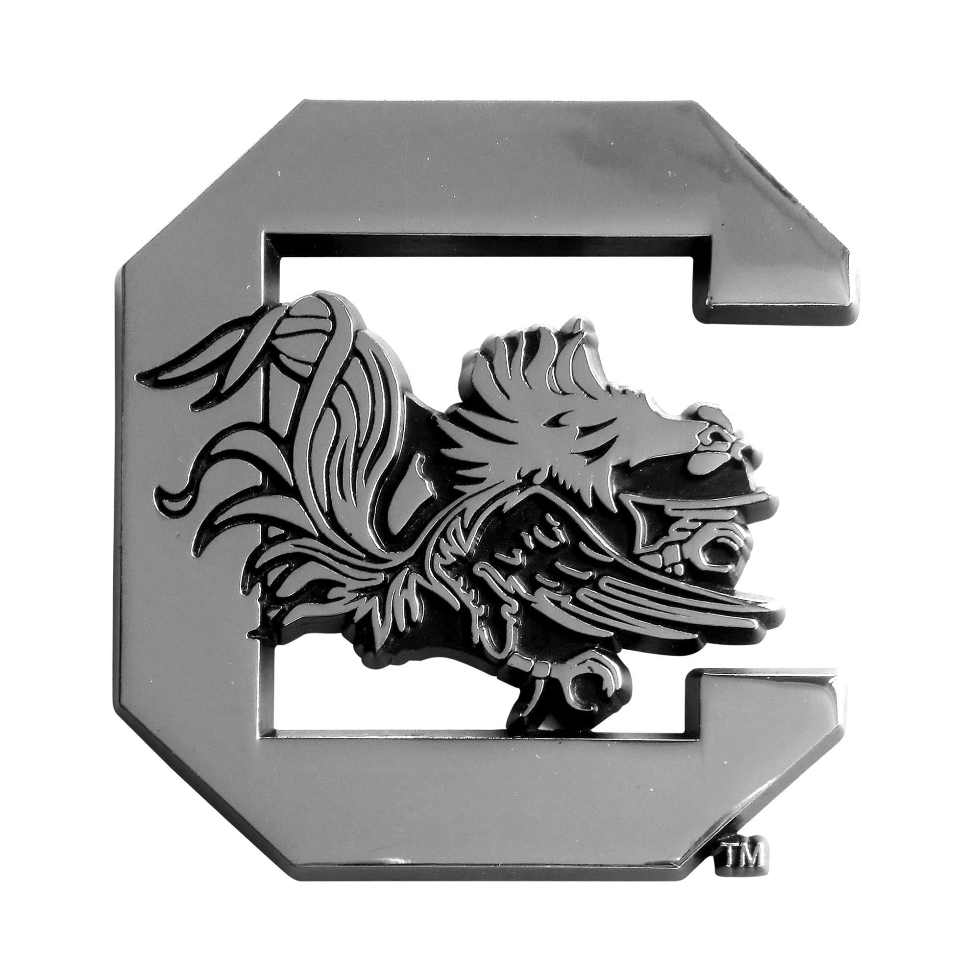 FANMATS 14929 NCAA University of South Carolina Gamecocks Chrome Team Emblem,2.9"x3.2"
