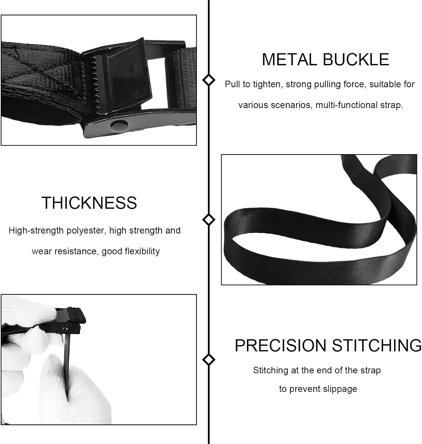 2PCS Tie Down Straps with Hooks, 1"×12' Safety Hook Cam Buckle Securing Straps with Integrated Soft Loops, Heavy Duty Lashing Tie-Down Strap for Motorcycle Dirt Bike Truck