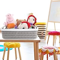 Vista 7 de CertBuy Paquete de 3 cestas de almacenamiento de plástico de 14 x 10 x 4.5 pulgadas, contenedores de almacenamiento grandes tejidos con asa