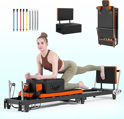 Reformador de pilates, máquina de pilates plegable para uso doméstico y entrenamiento de gimnasio, adecuado para usuarios avanzados y principiantes,