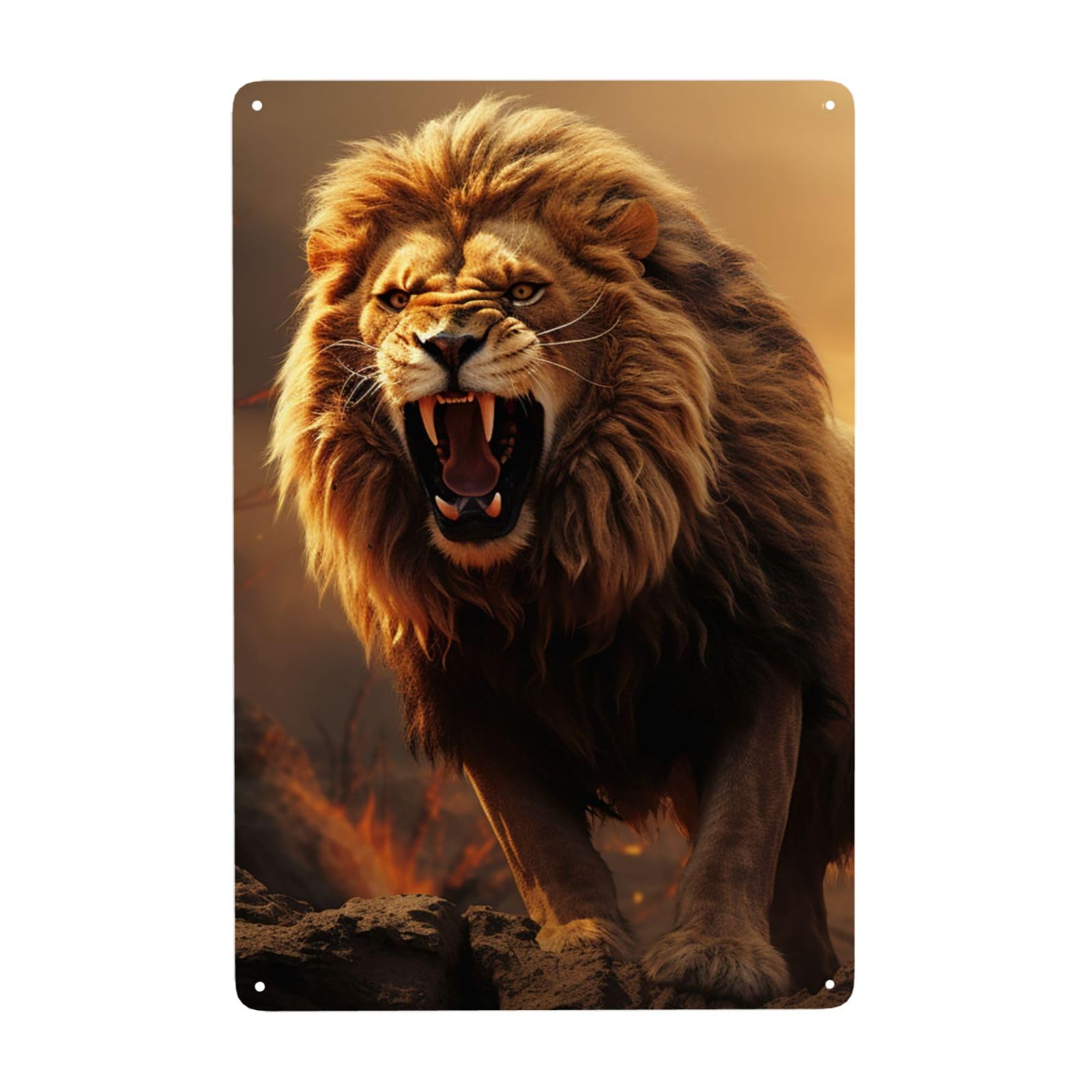 Vintage Metal Tin Signs Retro Garage Signs Stylish Wall Art Plaques for Home Decor Unique Poster 8x12 Inch Angry Roaring Lion Metal Sign Outdoor Wall Decorations Gifts