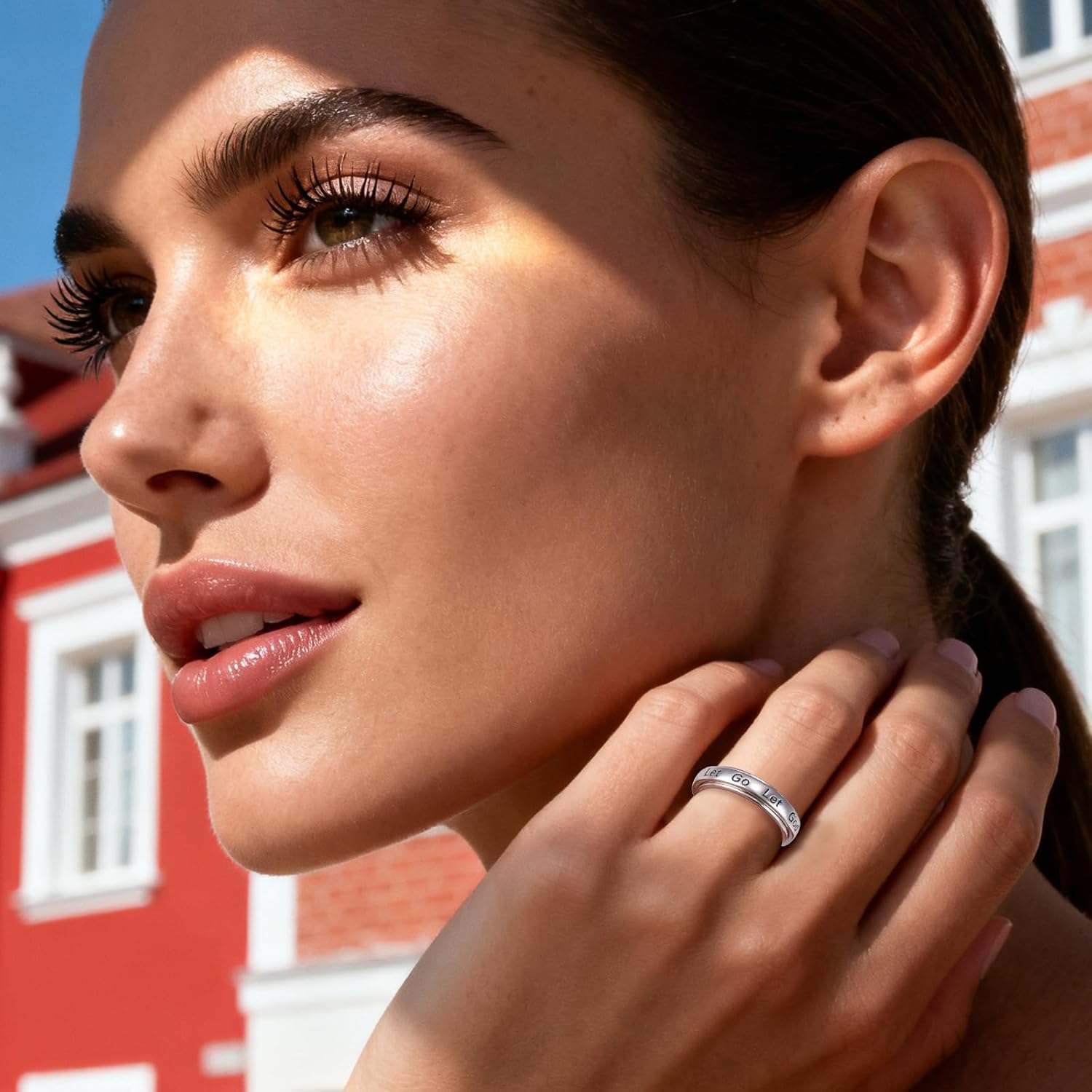 Ladytree Anxiety Fidget Ring S925 Sterling Silver Let Them Spinner Worry Band Let Go Let God Stress Relieving Boredom ADHD Autism Rings for Women Men