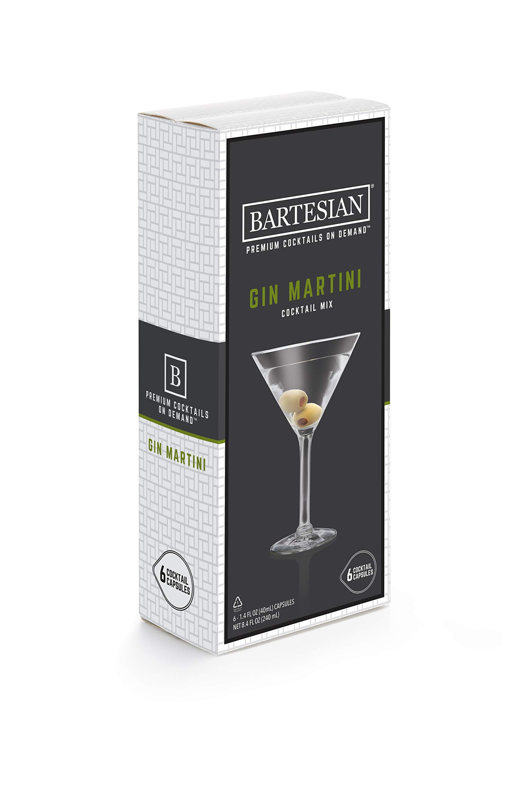 Bartesian Gin Martini Cocktail Mixer Capsules for Cocktail Machine – Home Bar Mixology Cocktails Mix Pod Capsule Set To Use With the Bartesian Cocktail Drink Maker Machine – Pack of 6