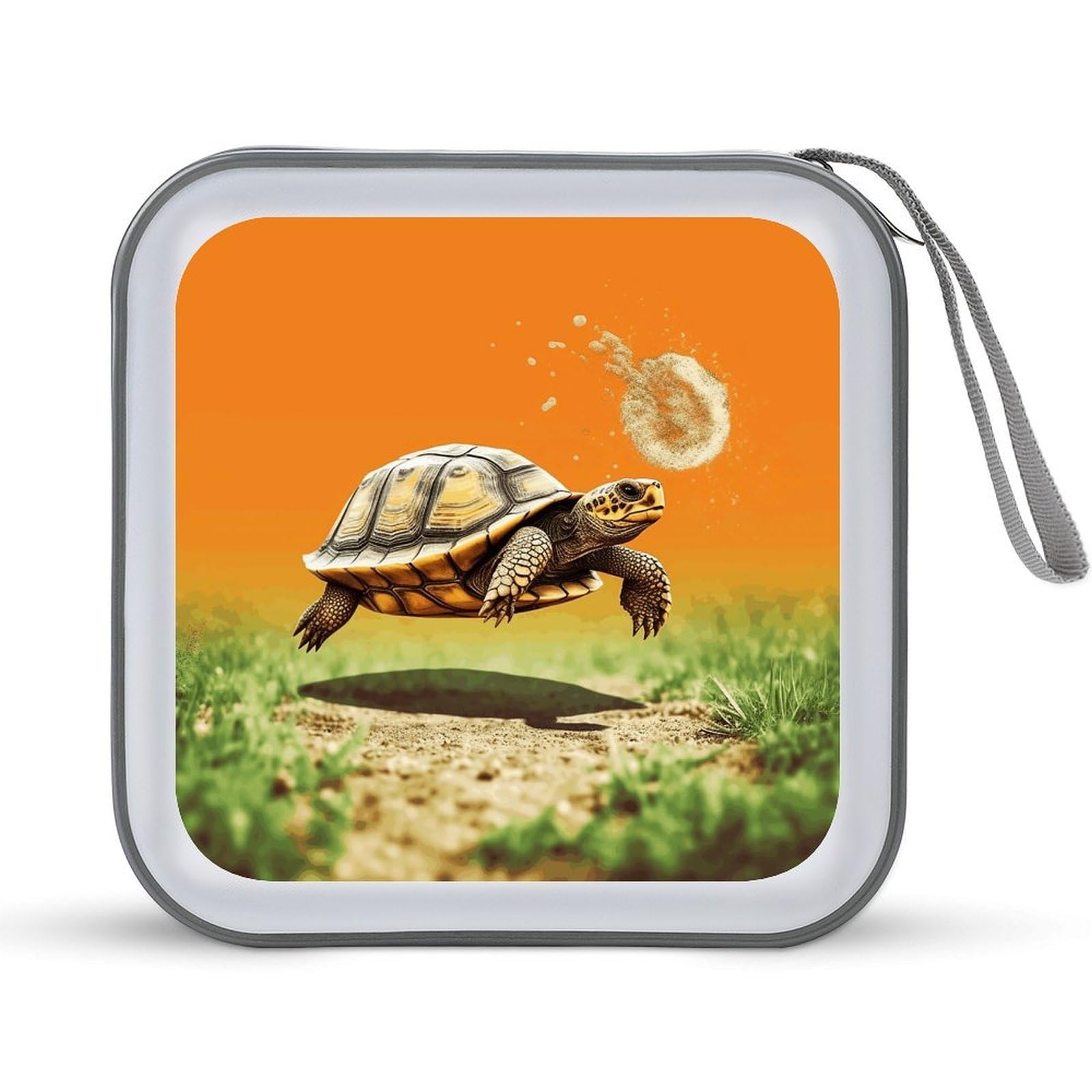 JTREHY Tortoise Turtle Jumping CD Case 40 Capacity CD/DVD Case Holder Disc Storage Organizer Wallet Bag Portable Zipper CD Case Holder for Car Home Office Travel